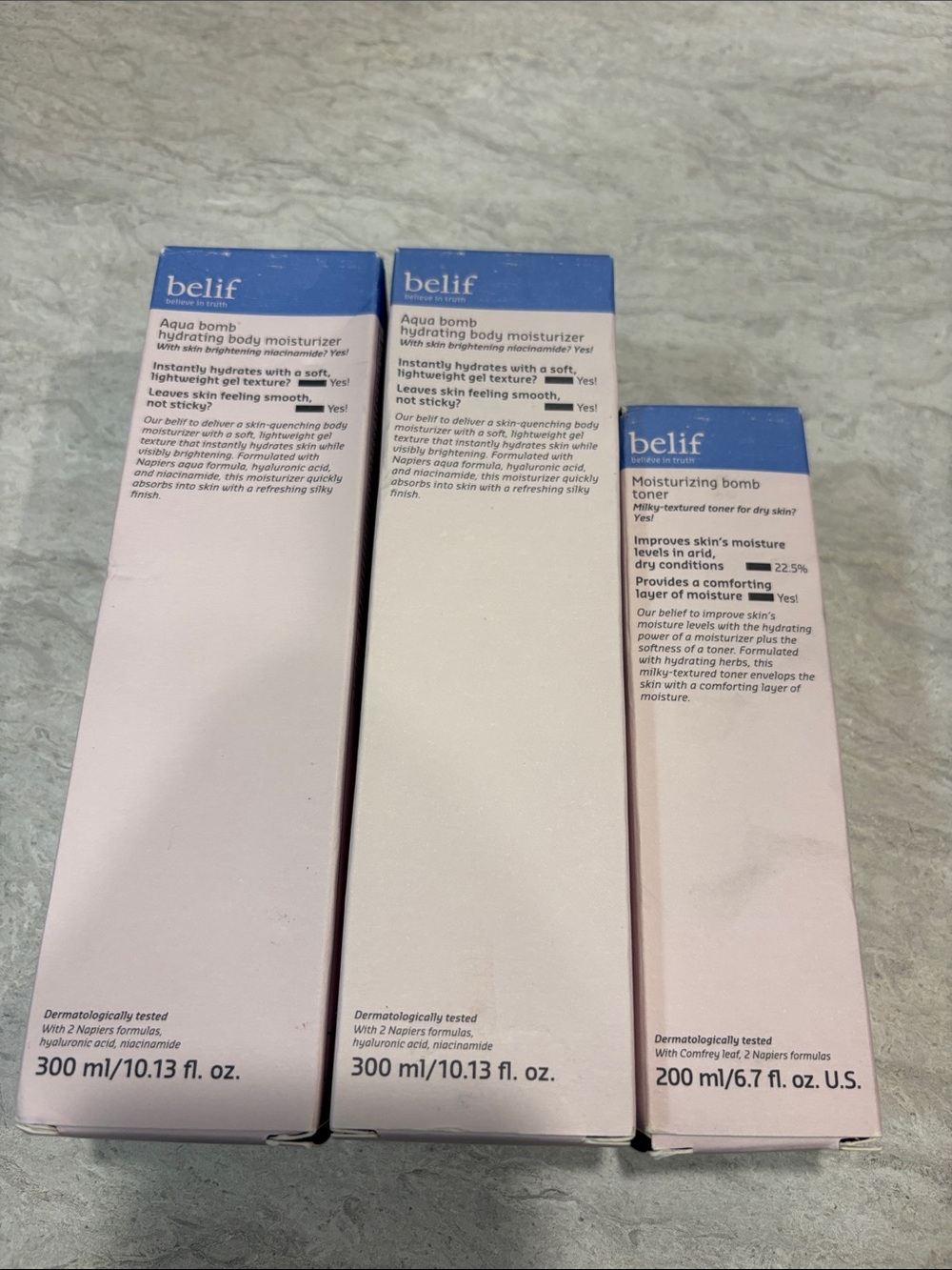 belif Aqua Bomb Hydrating Body Moisturizer & Toner - Pink/Blue Packaging